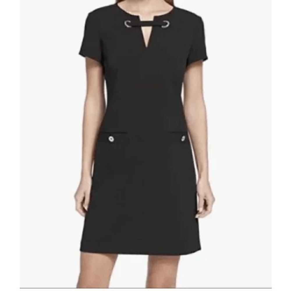 Tommy Hilfiger Scuba Crepe Pocket Shift Dress in Navy Size 16 - Picture 3 of 5